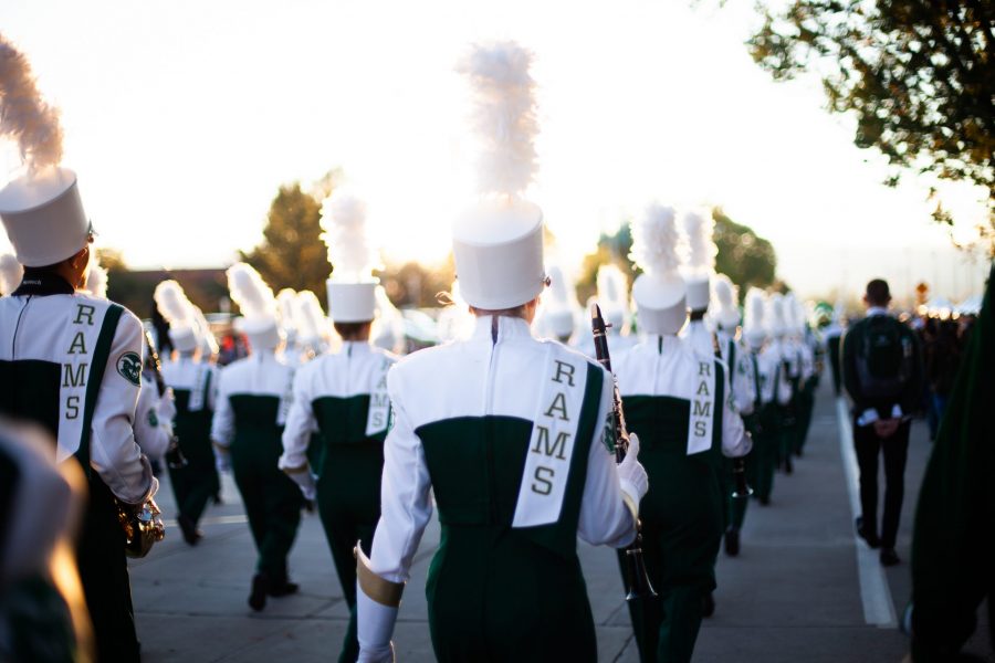 The CSU Marching Band parades through campus during the Homecoming Parade on Oct. 12, 2018. (Natalie Dyer | Collegian)