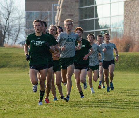 The CSU Cross Country team practices on Nov. 3, 2017, by the LSC. The men’s team is currently ranked No. 10 after a recent vote of conference head coaches and remains a team favorite of winning a Mountain West title in 2018. (Collegian File Photo)