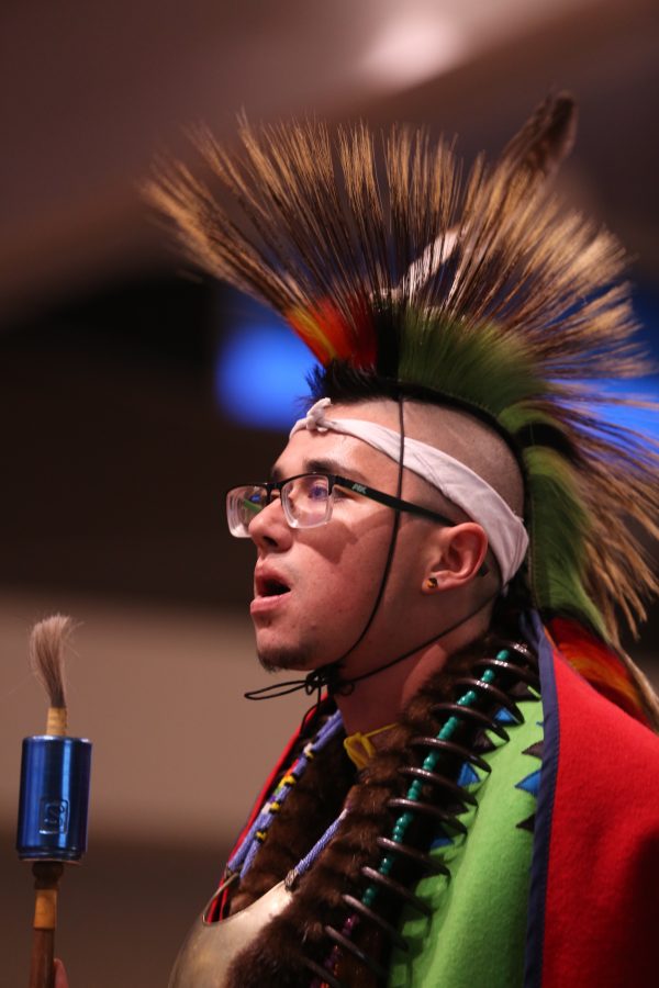 Robert Williams dances to a gourd dance at the 36th annual AISES Pow Wow at the LSC on Nov. 3, 2018. (Forrest Czarnecki | Collegian)