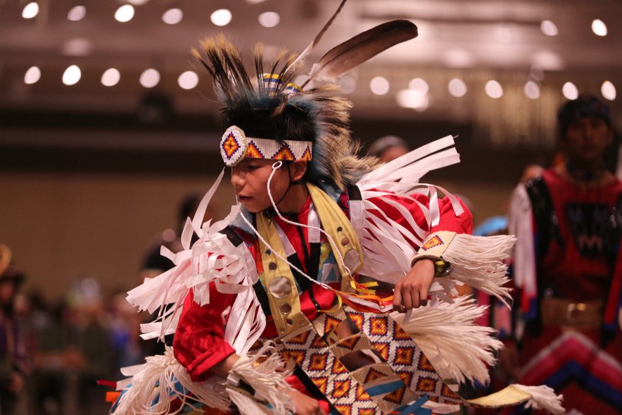 Akie Lee dances during an intertribal dance at the 36th annual AISES Pow Wow at the LSC on Nov. 3, 2018. (Forrest Czarnecki | Collegian)