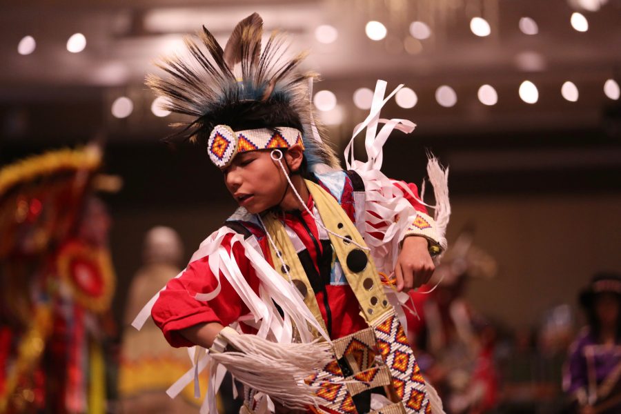 Akie Lee dances during an intertribal dance at the 36th annual AISES Pow Wow at the LSC on Nov. 3, 2018. (Forrest Czarnecki | Collegian)
