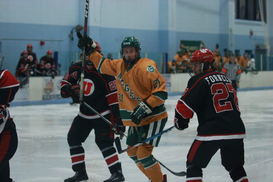 Ben Joseph (21) after scoring a goal for CSU in their game against Utah. Rams won 6-3.(Devin Cornelius | Collegian)
