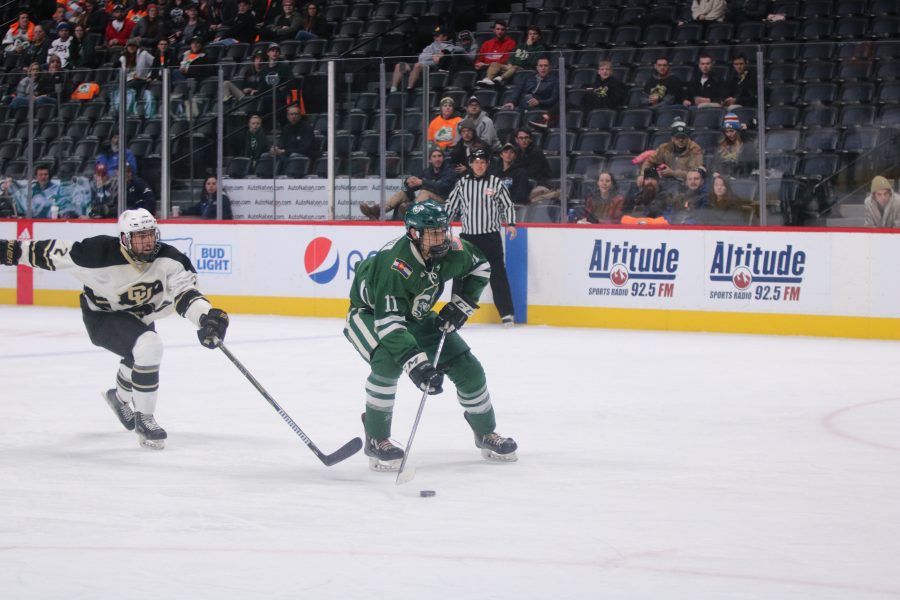 Tito Moreno (11) passes to a teammate during CSU's fight against CU at the Pepsi Center. The Rams lose 8-3. (Devin Cornelius | Collegian)