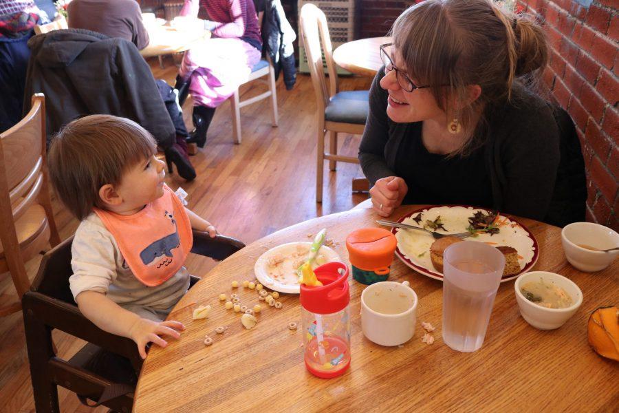 Customer Diana Givens eats lunch with her son at Foco Cafe on Friday, Dec. 7. (Collegian | Anna von Pechmann)