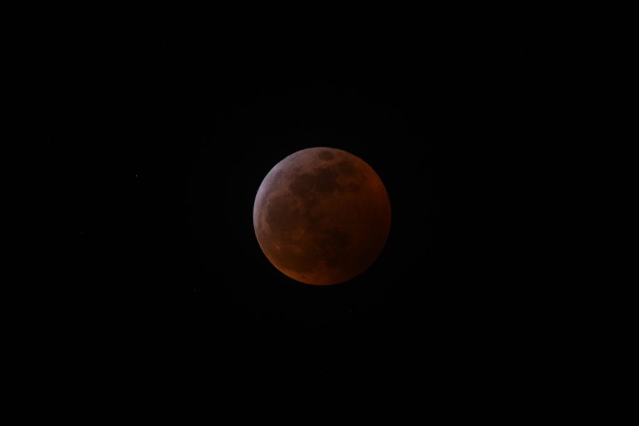 The Super Blood Wolf Moon at full eclipse. (Matt Tackett | Collegian)