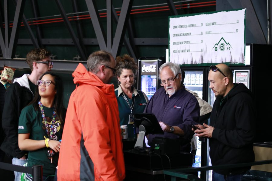 Fans purchase alcoholic beverages at a CSU game in Moby arena. (Devin Cornelius | Collegian)