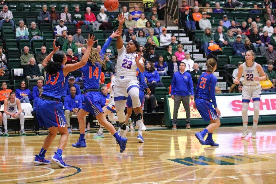 Grace Colaivalu(23) make a jump shot from inside the arc(Devin Cornelius | Collegian)