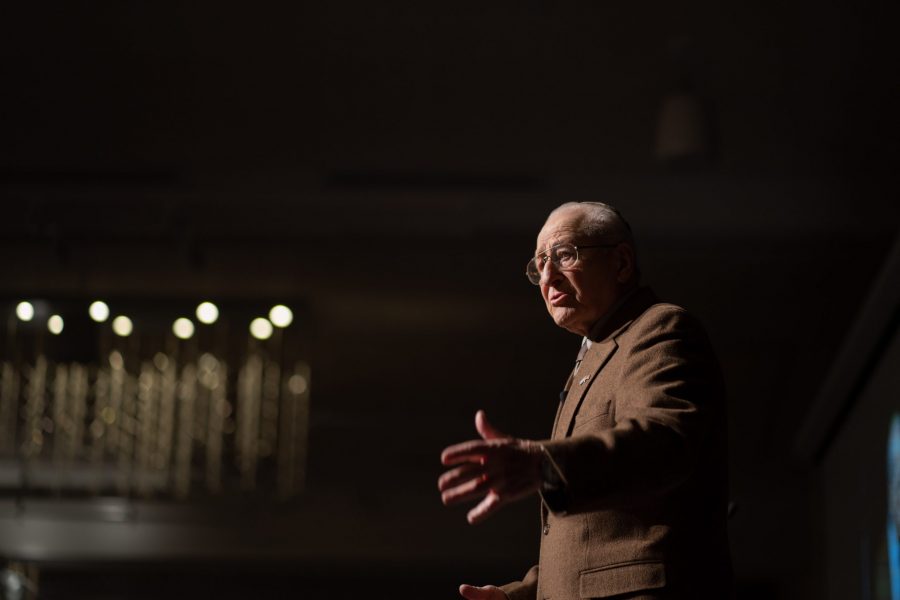 Irving Roth shares his survival story of the Holocaust. During the time he endured loss of basic human rights, the notorious Auschwitz concentration camp, slave labor, and death matches. (Nathan Tran | Collegian)