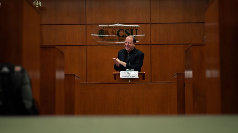 Jared Polis visits student government, ASCSU, to address Colorados stance on higher education and student concerns. (Nathan Tran | Collegian)