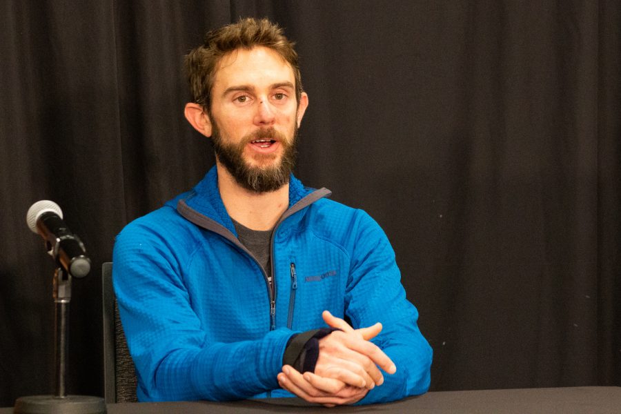 Travis Kauffman, 31, made his first public appearance ten days after surviving a mountain lion attack by strangling it to death in self-defense. Kauffman addressed a number of media outlets at the Hilton Hotel on West Prospect on Feb. 14, and talked about the attack as well as his life going forward. (Austin Fleskes | Collegian)