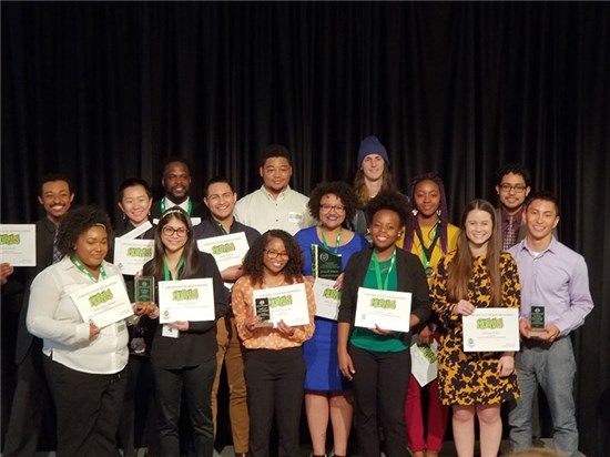 Award winners from the 2018 Multicultural Undergraduate Research Art and Leadership Symposium pose with their awards. (Photo courtesy of MURALs website)