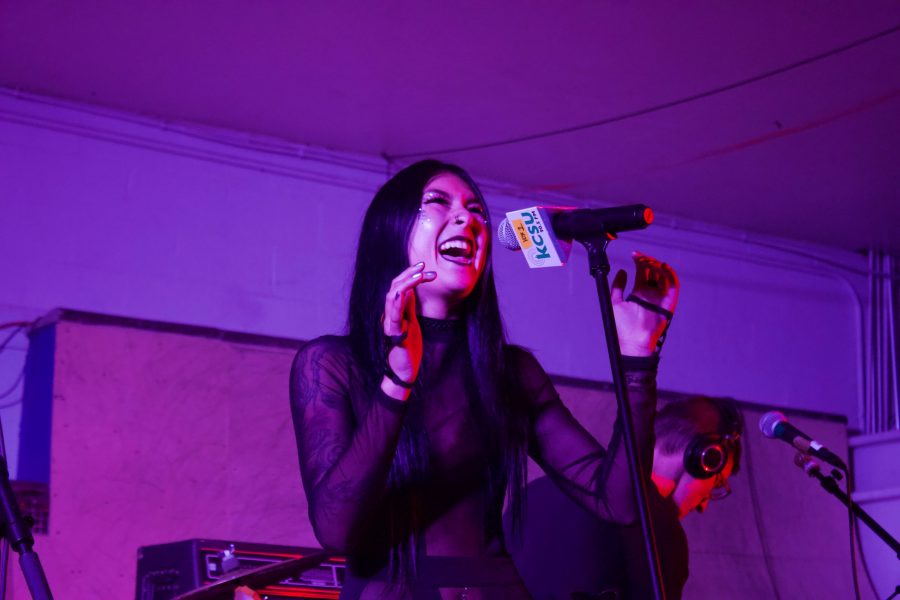 Singer Cheyanne Duba of the band TARO performs during the sold out show at the Get Launched concert event at Launched indoor skate park in Fort Collins on Mar. 8, 2019. (Matt Begeman | Collegian)