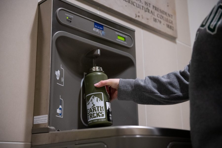 There are over 100 water bottle refill stations across Colorado State Universitys campus to help reduce plastic waste. (Photo illustration by Colin Shepherd | Collegian)