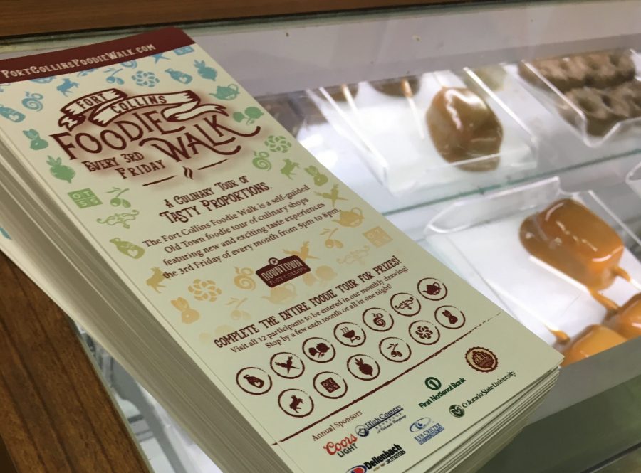 Foodie Walk guide cards sit on the counter at Kilwans in Old Town Fort Collins Feb. 15, 2019.