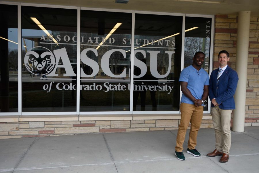 ASCSU President candidate Joshua Johnson and Vice President candidate Joshua Griffin pose for a portrait on April 2, 2019. (Matt Tackett | Collegian)