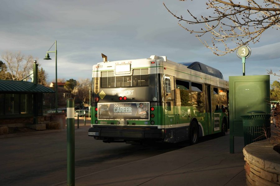 The CSU Route 3 bus at the CSU Transit Center. (Skyler Pradhan | Collegian)