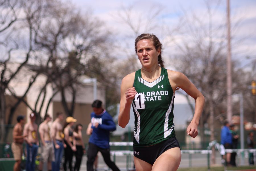 Roxy Trotter races towards the finishline during the womens 1500 event at the Doug Max Invitational. She placed first in the event. (Devin Cornelius | Collegian)