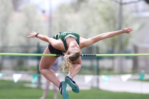 Lexie Keller clears the bar during the high jump at the Jack Christiansen Track meet at Colorado State on April 27. (Collegian | File photo)