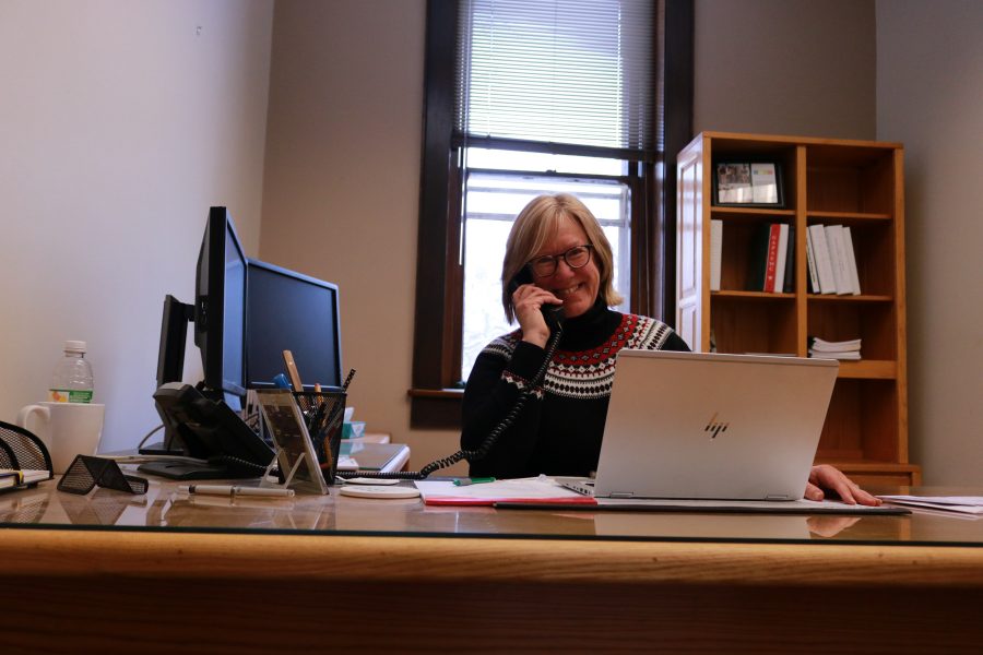 Lise Youngblade smiles while posing for a photo. Dr. Youngblade will be taking over as Dean of the College of Health and Human Sciences. (Devin Cornelius | Collegian)