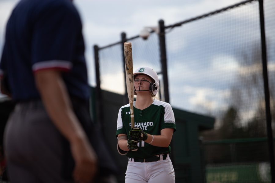 CSU outfielder Tara Shadowen prepares to come up to bat at the beginning of the third inning against the San Diego Aztecs. (Collegian File Photo)