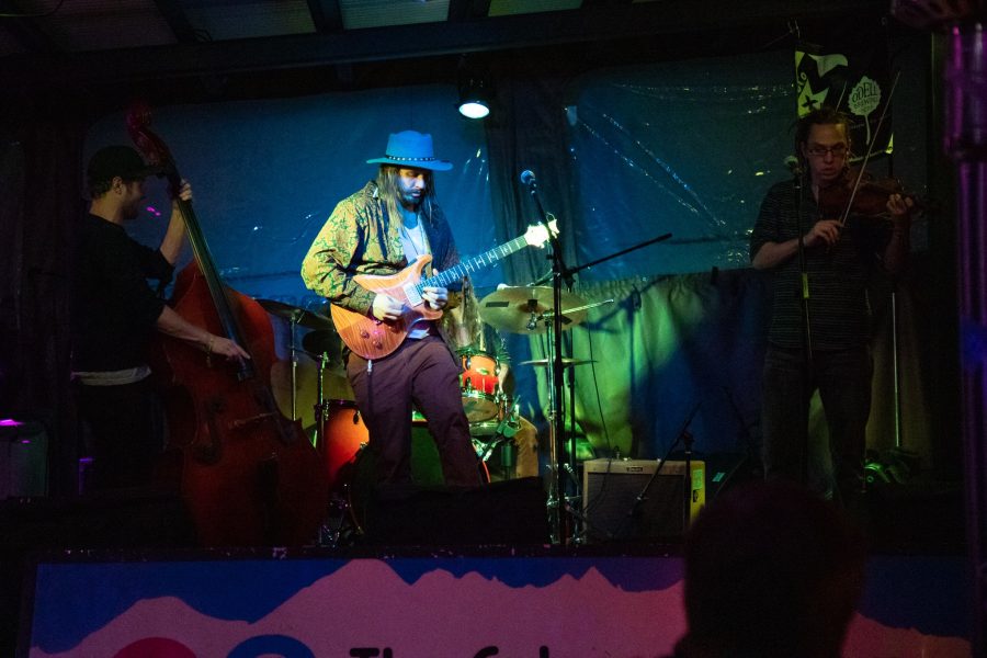 Banshee Tree, a gypsy trance funk band from Boulder, performs at the Colorado Room on Friday night. Banshee Tree, which takes influence from early jazz and swing, is going on tour in May 2019. (Julia Trowbridge | Collegian) 