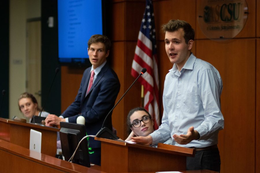 ASCSU President Tristan Syron gives his final remarks as president for the 2018-2019 year. (Matt Tackett | Collegian)