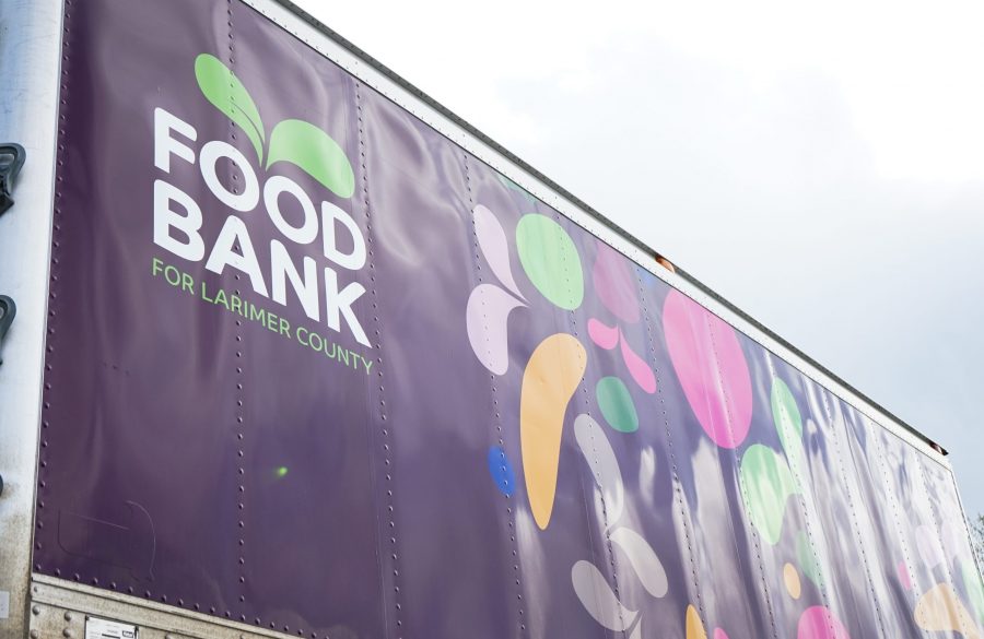 A food bank truck outside the Lory Student Center at Colorado State University on Thursday May 2. (Skyler Pradhan | Collegian)