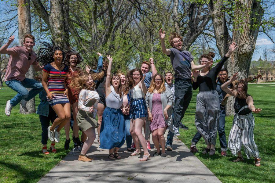 The outgoing 2018-2019 Rocky Mountain Collegian Editorial Board poses for a final group photo May 12. Refer to page 7 for senior goodbye columns. (Colin Shepherd | Collegian)
