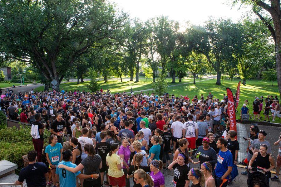 The crowd gathered at the starting line of the Aruna 5k run on the CSU Campus on Sunday, July 11, 2019. The run was organized to help with the sex trafficing problem in India through support of the Aruna Project. (Josh Schroeder | Collegian)