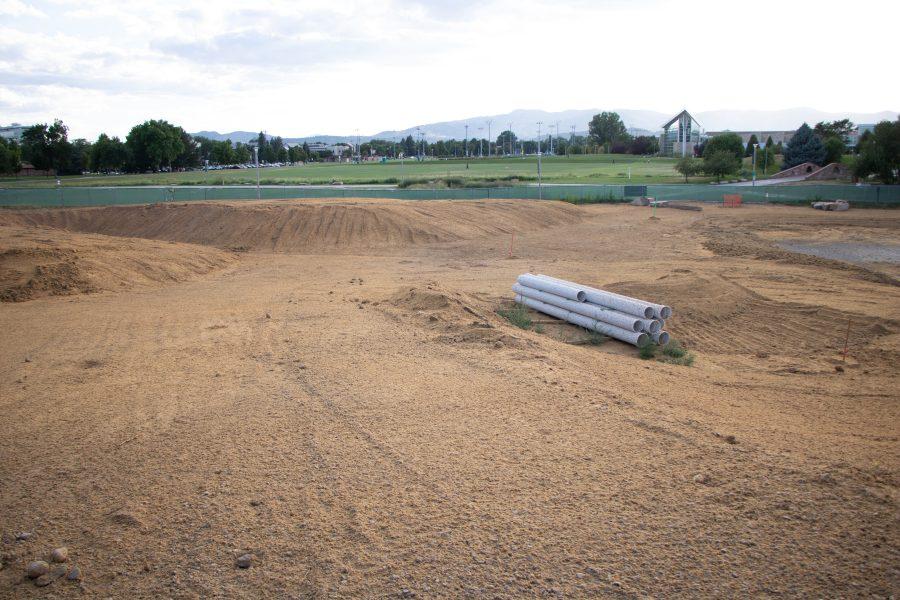 Photo of the CSU Lagoon while it is under construction. It is planned to be done during the summer of 2020. (Devin Cornelius | Collegian)