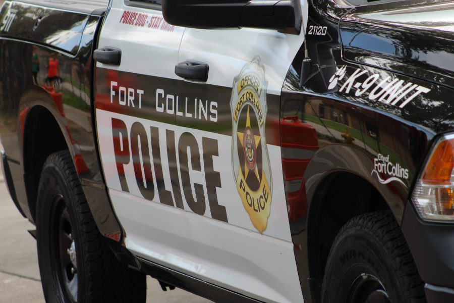 A police car sits outside of the Fort Collins Fitness Festival on Sept. 21st. (Megan McGregor | Collegian)