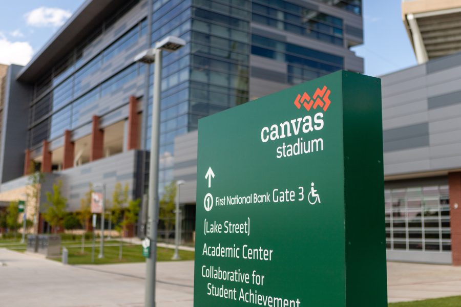 Canvas Stadium, built and branded from a partnership with Canvas Credit Union in 2017, is Colorado State University's newest college football stadium. (Brooke Buchan | Collegian)