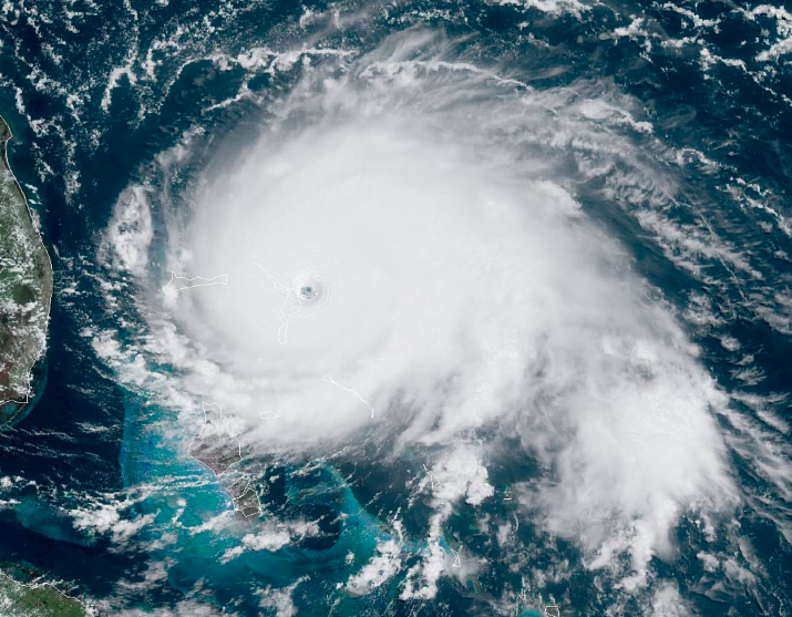 Hurricane Dorian over The Bahamas (Photo Courtesy of U.S. National Oceanic and Atmospheric Administration)