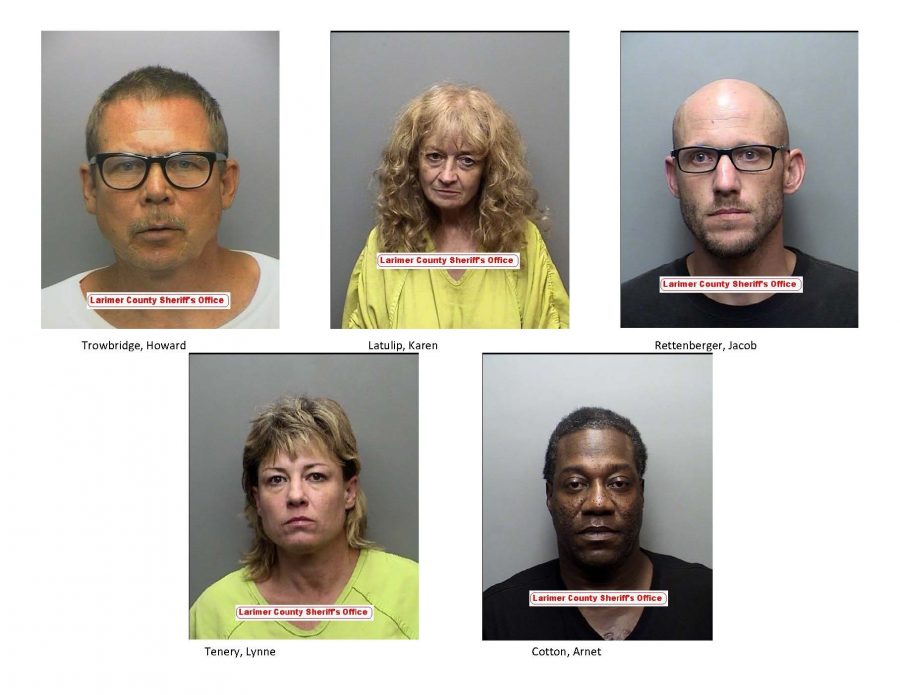 Five of 10 individuals arrested in efforts related to Operation Malverde. (Photo Courtesy of Larimer County Sheriff's Office)