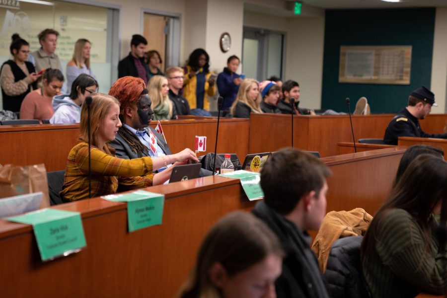 ASCSU senate votes senator Koby Peters to leave the premises from this week’s meeting after arriving in a “black face” costume. (Nathan Tran | Collegian)