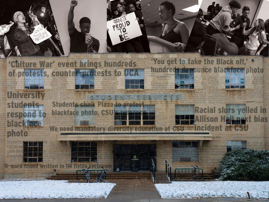 The Office of Equal Opportunity within the Student Services building is one of the resources where students can report racist actions on campus. Students can also call the Tell Someone phone line or report the incident through the Student Resolution Center. (Photo Illustration by Amy Noble and Matt Tackett | The Collegian)
