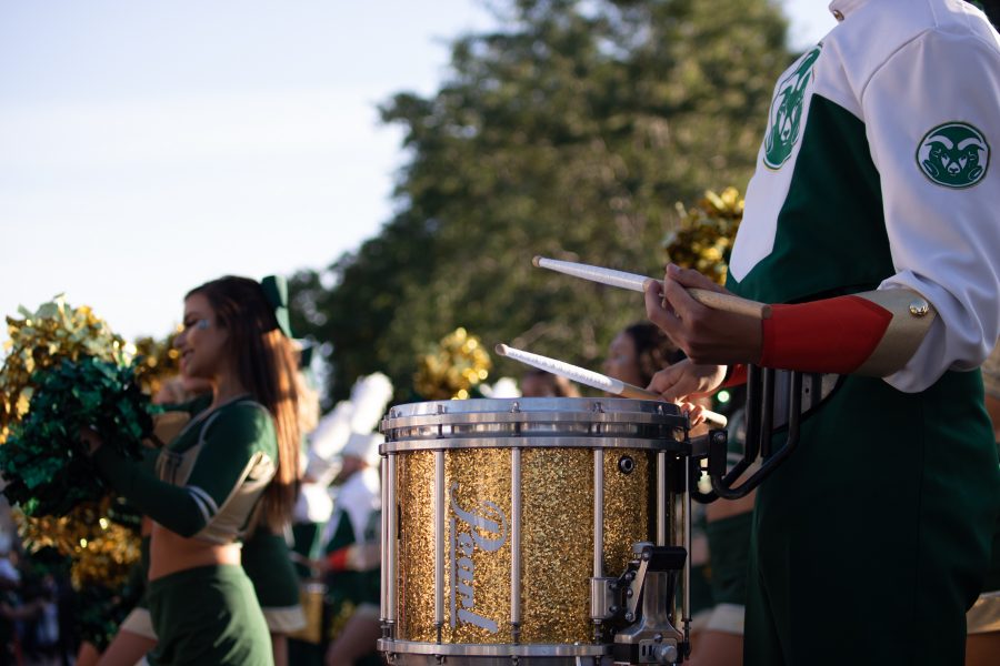 The Colorado State University band performs before the homecoming game, at the RAMwalk event. (Devin Cornelius | Collegian)