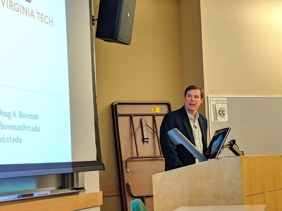 Dr. Doug Bowman of Virginia Tech was featured as a distinguished lecturer on Oct. 14. He spoke on his research in virtual and augmented reality. Serena Bettis | Collegian
