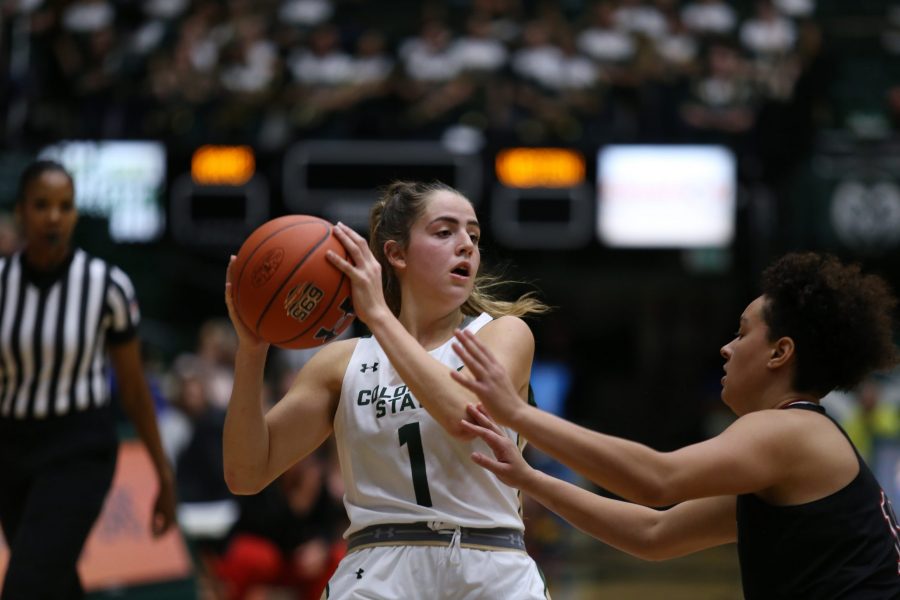 Katia Stamatelopoulos (1) pulls the ball away from a Western State Colorado player. (Luke Bourland | The Collegian) 