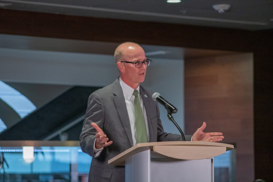 Joe Parker speaks about the search for the new Colorado State University football head coach, Nov. 12, 2019 (Collegian | Devin Cornelius)