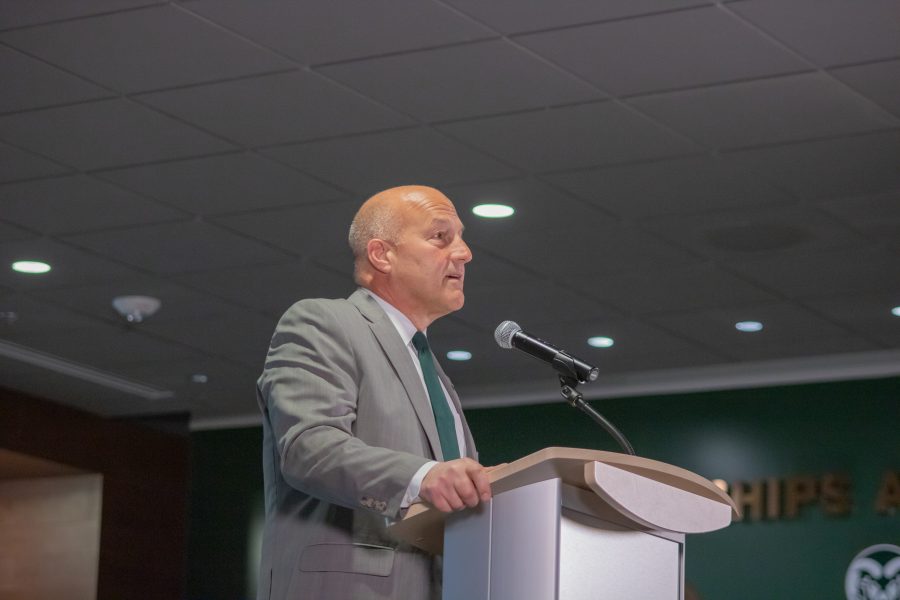 Steve Addazio talks about he spoke to Coach Sonny Lubick about continuing the culture and legacy that he left. (Devin Cornelius | Collegian)