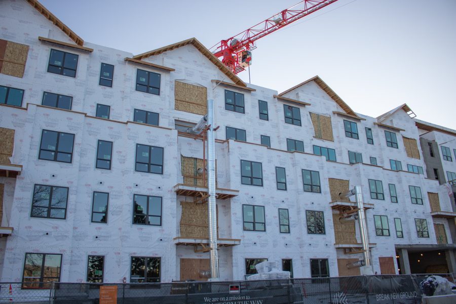 The Standard in Fort Collins is a new apartment complex on lake street. They plan on having modern amenities such as ping pong, outdoor grilling and a yoga studio. (Devin Cornelius | Collegian)