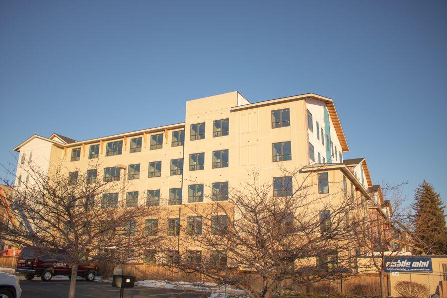 A side view of one of The Standard's buildings while under construction next to Prospect street. (Devin Cornelius | Collegian)