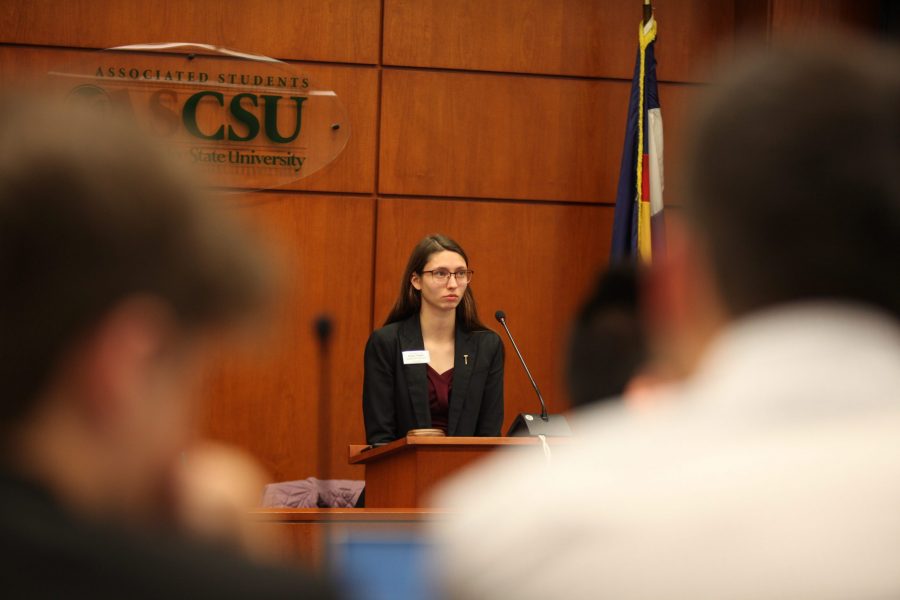 Speaker Pro Tempore Alissa Threatt during Associated Students of Colorado State University Senate proceedings on Dec 4. (Ryan Schmidt | The Collegian)