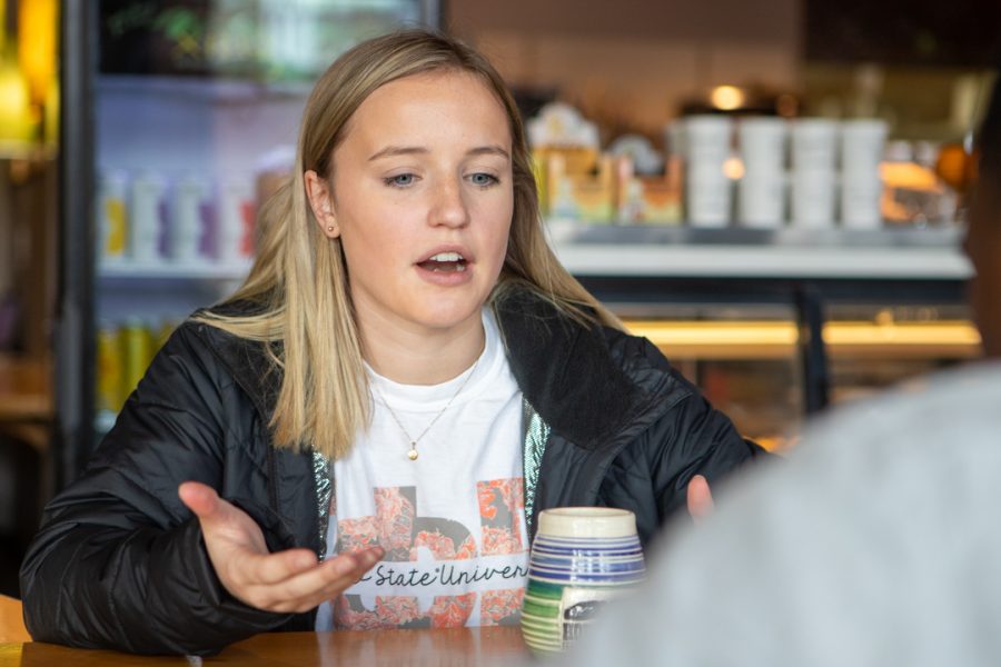 Freshman Business Administration major Jamie Ittershagen speaks about being one of the new student vloggers for Colorado State University's social media team. She says she is excited to be able to show people firsthand what the college experience is like at CSU. (Brooke Buchan | The Collegian) 