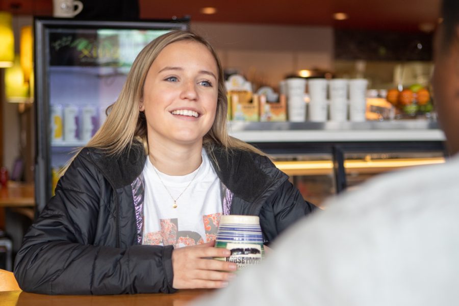 Freshman Business Administration major Jamie Ittershagen speaks about being one of the new student vloggers for Colorado State Universitys social media team. She says she is excited to be able to show people firsthand what the college experience is like at CSU. (Brooke Buchan | The Collegian) 
