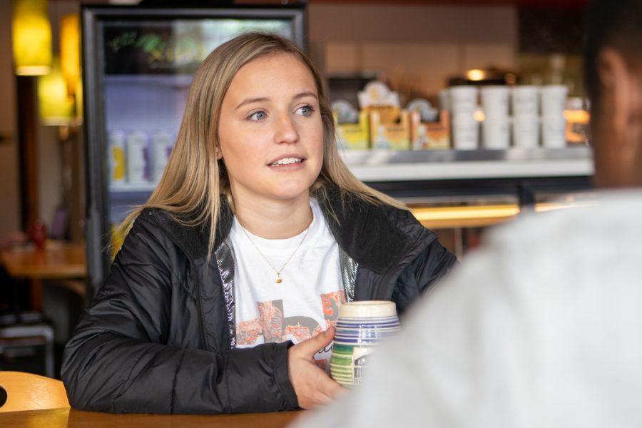 Freshman Business Administration major Jamie Ittershagen speaks about being one of the new student vloggers for Colorado State University's social media team. She says she is excited to be able to show people firsthand what the college experience is like at CSU. (Brooke Buchan | The Collegian) 
