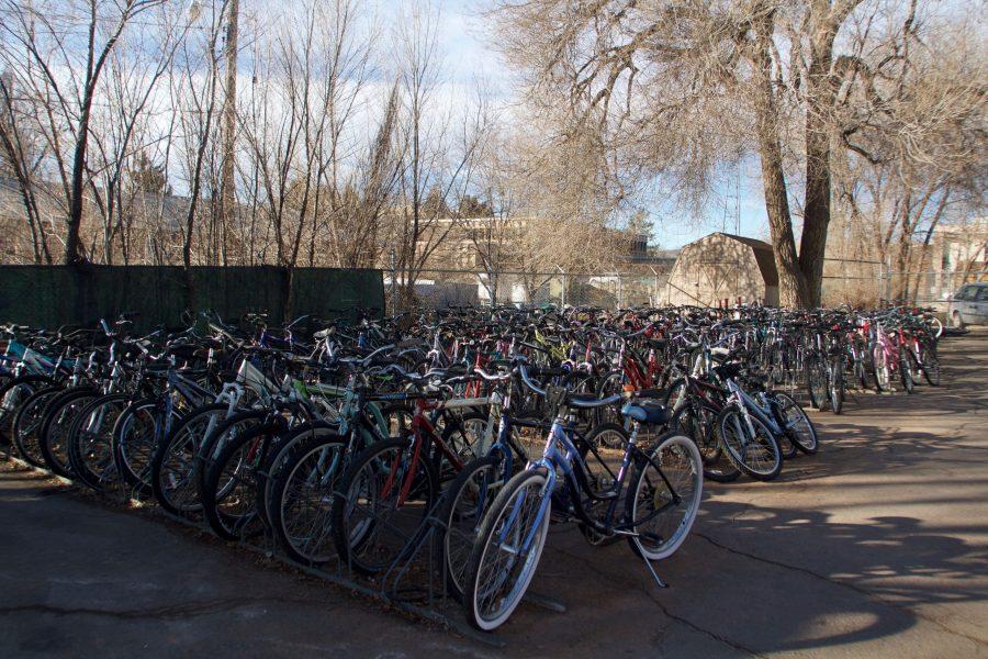 Rows of abandoned bikes availbale for sale at the Colorado State Surplus Facility. CSU Surplus provides the option for community members to purchase items that had once been used in a University setting. Ranging from small electronics and athletic attire to truck trailers and office furniture. “We have 4 full-time employees and 30 part-time student employees and that is why we are as successful as we are” Surplus Manager, Jake Drenth. (Matt Begeman | The Collegian)