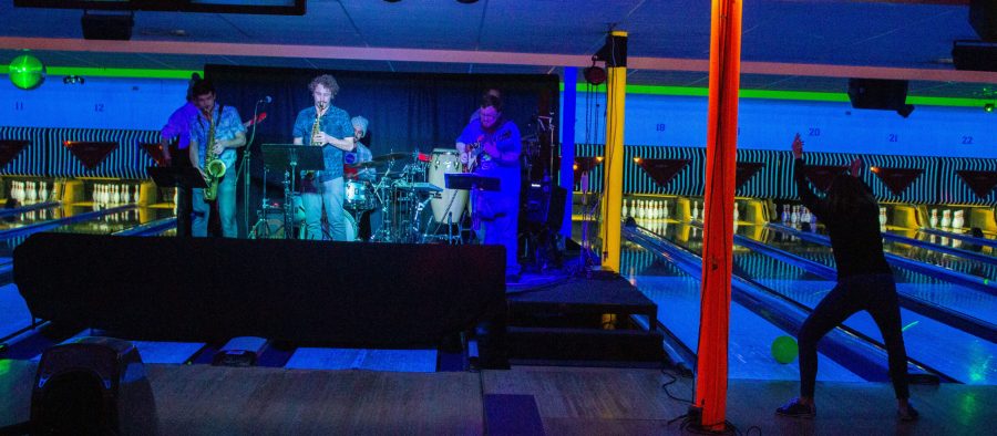 Patrons bowl as Space Force performs at Chippers Lanes Live on the Lanes, Jan. 30 2019. (Monty Daniel | The Collegian)