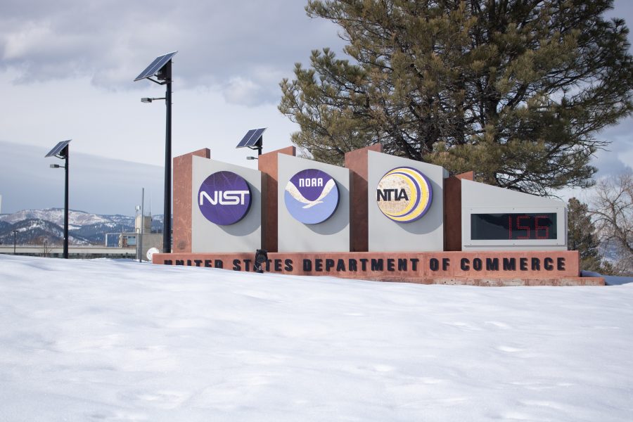 A sign outside the National Institute of Standards and Technology building in Boulder, Colorado State has renewed its partnership with NIST for another five years. (Devin Cornelius | Collegian)